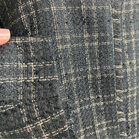 Ann Taylor Shimmer Plaid Fringe Tweed Jacket - Picture 5 of 9